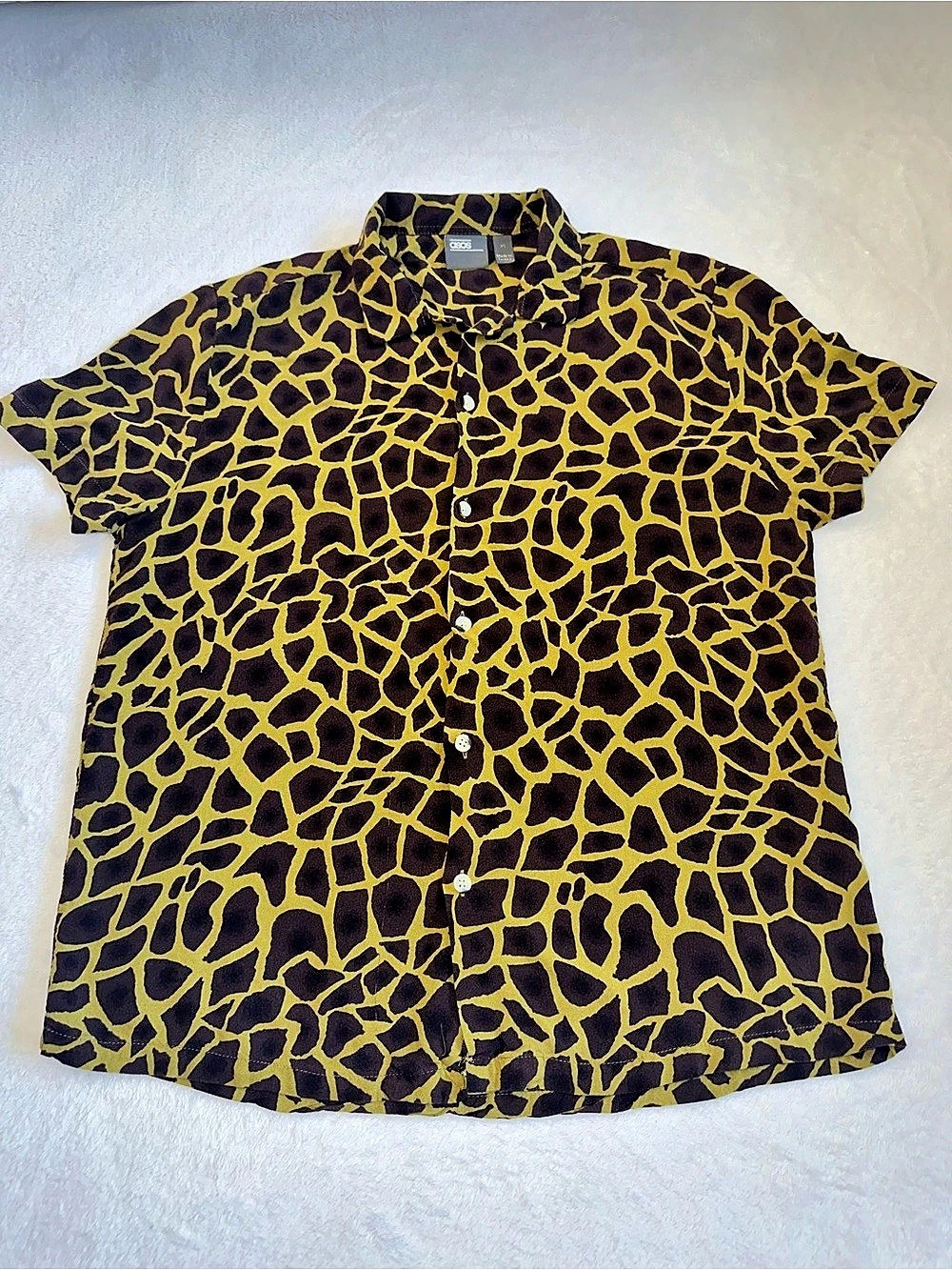 Mens ASOS Giraffe Print Short Sleeve Shirt Button Up Casual Shirt XS